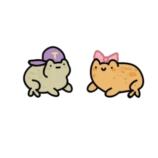 👫 ếch, hoạt hình, dễ thương, động vật, nhân vật, sticker telegram sticker
