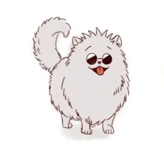 🐈 Hund, Tier, Cartoon, Haustier, Sonnenbrille, süß, weißer Hund telegram sticker