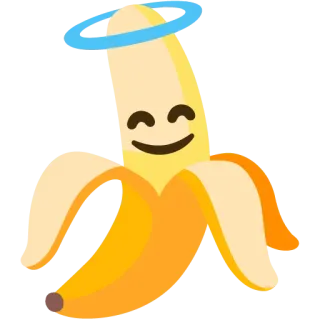😇 กล้วย, ผลไม้, นางฟ้า, รัศมี, การ์ตูน, อาหาร, น่ารัก telegram sticker