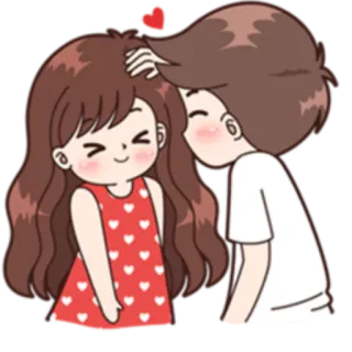 ❤ 사랑, 커플, 만화, 하트, 키스, 로맨틱 whatsapp sticker