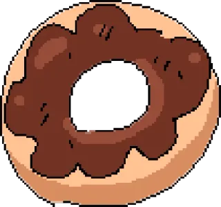 😳 donut, doughnut, food, sweet, dessert, chocolate, pixel art whatsapp sticker