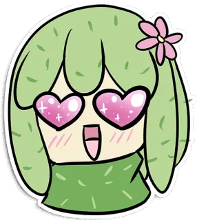 😍 lindo, dibujos animados, kawaii, ojos de corazón, flor, pegatina telegram sticker