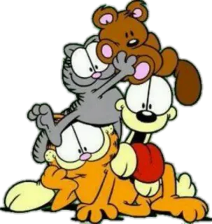 😍 Garfield desenho animado, gato, cão, ursinho de pelúcia, Garfield, Odious telegram sticker