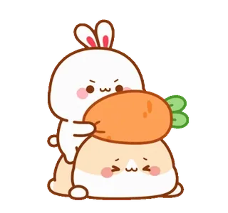 😠 lapin, carotte, mignon, kawaii, animal, dessin animé, autocollant telegram sticker