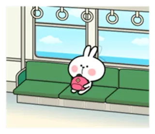 🚈 토끼, 만화, 귀여운, 기차, 귀여운 telegram sticker