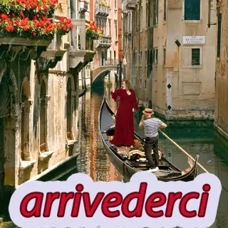 ✋ arrivederci viagem, gôndola, veneza, itália, despedida, saudação, arrivederci telegram sticker