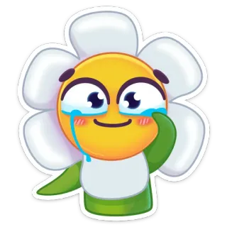 😢 fleur, pleurer, emoji, triste, dessin animé telegram sticker