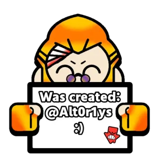 ❤️‍🔥 Was created:
@Alt0r1ys
:) Cartone animato, Personaggio, Alt0r1ys, Username, Creato, Sticker telegram sticker