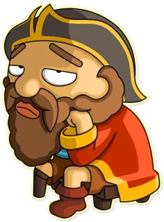 😕 การ์ตูน, โจรสลัด, เครา, เศร้า, ทอง whatsapp sticker