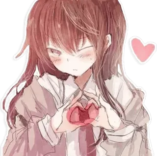 ❤ ragazza anime, cuore, carino, cartone animato, adesivo, ragazza, manga telegram sticker