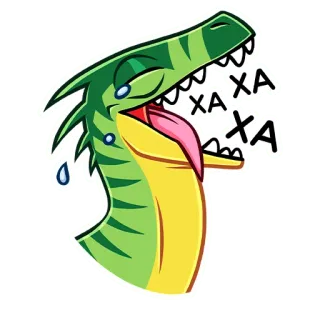 😱 ХА ХА ХА dinosaurio, dibujos animados, risa, reptil, verde, emoji telegram sticker