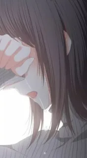 🖤 Anime, Piangere, Triste, Ragazza, Lacrime telegram sticker