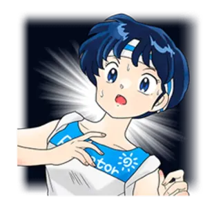 😦 Ukyo Kuonji Ranma ½ anime, zszokowana, dziewczyna, manga whatsapp sticker