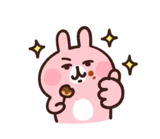 👍 kelinci, imut, binatang, berkilau, makanan, bunny, merah muda telegram sticker