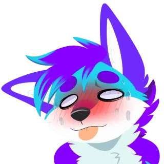 🥵 Furry, Animal, Dibujo animado, Sudor, Lengua, Ilustración telegram sticker