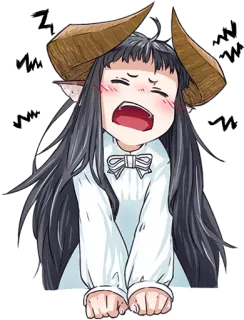 😫 Anime, Personaje, Demonio, Chica, Cuernos, Llorando, Ilustración whatsapp sticker