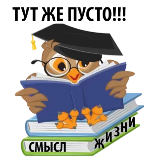 ☹️ ТУТ ЖЕ ПУСТО!!! coruja, livro, educação, formatura whatsapp sticker