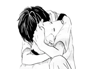 😭 sedih, anime, hitam putih, peluk telegram sticker