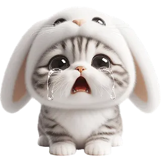 😭 猫, 兔子, 哭, 伤心, 可爱, 小猫, 动物 telegram sticker