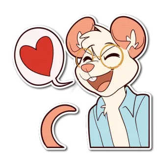 ❤ rato, desenho animado, óculos, coração, amor, fofo telegram sticker