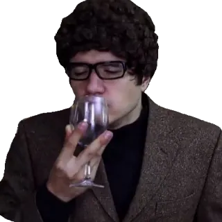 🍷 hombre, vino, vaso, bebiendo, chaqueta marrón whatsapp sticker