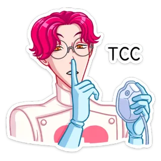 🤫 TCC Arzt, medizinisch, Maske, Gesundheit, pinke Haare, psst telegram sticker