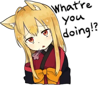 😕 What're you doing!? Anime, Fuchs Mädchen, Frage, Süß, Kawaii whatsapp sticker