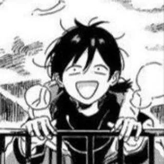 🥴 manga, anime, boy, smile, happy, fence telegram sticker