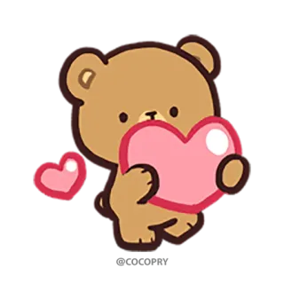 ❤️ ours, mignon, coeur, amour, dessin animé, autocollant whatsapp sticker