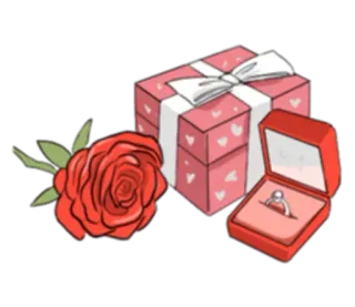 🎁 regalo, rosa, anillo, amor, boda, compromiso, joyería telegram sticker