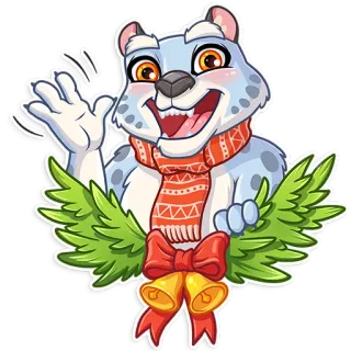 👋 สัตว์, หมี, ฤดูหนาว, ผ้าพันคอ, น่ารัก, การ์ตูน, ทักทาย, โบกมือ whatsapp sticker
