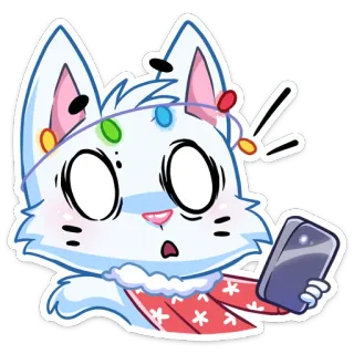 🙀 gato, desenho animado, surpreso, telefone, animal, adesivo, kawaii telegram sticker