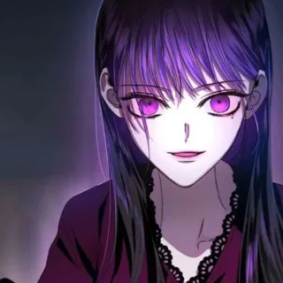 🔮 Anime, Manga, Wanita, Mata ungu, Rambut gelap telegram sticker