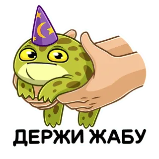 😐 ДЕРЖИ ЖАБУ frog, magic, wizard, animal, cute, funny, meme telegram sticker