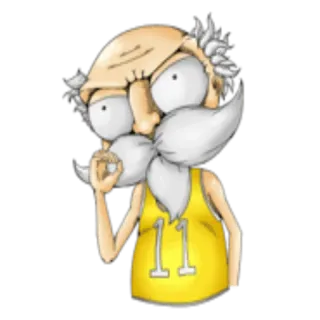 👌 cartoon, old man, white hair, character, offensive gesture, funny telegram sticker