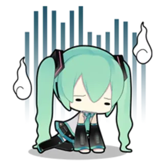 😰 Hatsune Miku Anime, Chibi, Triste, Vocaloid, Miku telegram sticker