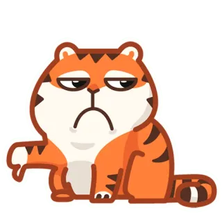 👎 tiger, animal, sad, thumbs down, cartoon, sticker telegram sticker