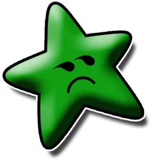 😒 triste, stella, verde, cartone animato, emozione, infelice telegram sticker