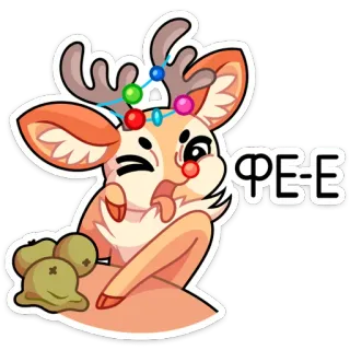 🤢 ФЕ-Э hert, rendier, cartoon, dier, kerst, vakantie, schattig telegram sticker