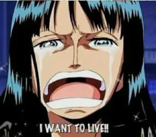 😭 Nico Robin One Piece I WANT TO LIVE!! аниме, One Piece, Нико Робин, плачет, эмоциональный telegram sticker