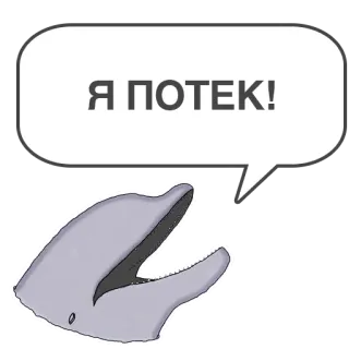💦 Я ПОТЕК! delfín, bocadillo, texto ruso whatsapp sticker