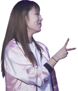✌ wanita, orang, senyum, simbol perdamaian, gestur perdamaian telegram sticker