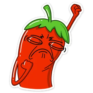 🥳 chili, pieprz, zły, kreskówka, warzywo, jedzenie telegram sticker