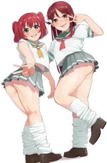 🤤 Anime, Schuluniform, Friedenszeichen, Süß, Mädchen, Illustration telegram sticker