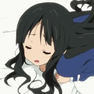 😴 anime, garota, deitada, cabelo preto telegram sticker