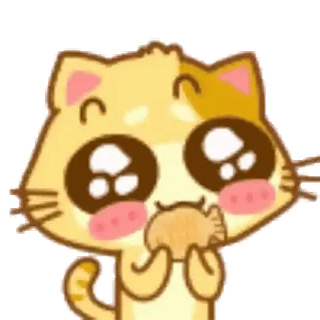 🍪 кот, милый, каваий, мультфильм, животное, наклейка, счастливый, еда telegram sticker
