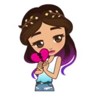 💔 cartoon, girl, sad, broken heart, heartbreak telegram sticker
