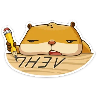 😩 НЕИЧ hamster, escrita, lápis, animal, fofo telegram sticker