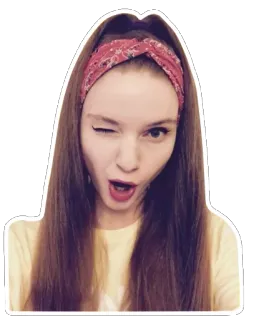 😜 женщина, ободок, волосы, портрет, подмигивание, женский, девушка telegram sticker