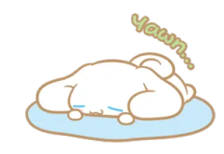 😞 Cinnamoroll yawn... assonnato, carino, sbadiglio, cartone animato, cane telegram sticker